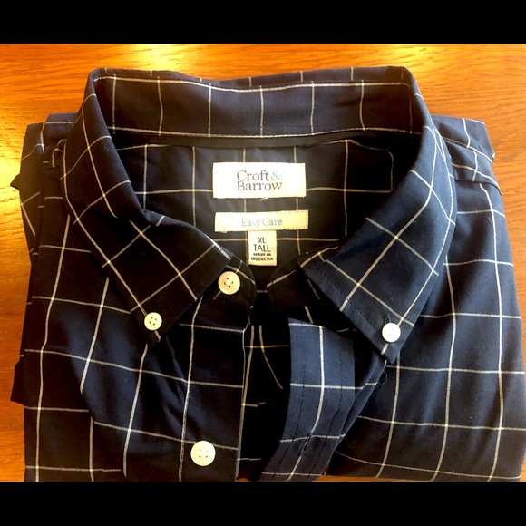 Causal Button Down Dress Shirt. Dark Blue - Picture 3 of 3